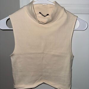 Zara Ribbed Mock Neck Sleeveless Crop Top – Size M
